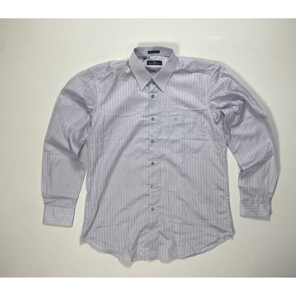 Vintage Pierre Balmain Paris Men 40 Luxury Striped Dress Shirt Purple Designer
